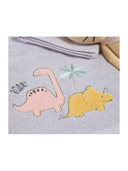 Nef-Nef Homeware Set of Baby Towels 2pcs Dinosaur Art Wind Gray Weight 420gsm