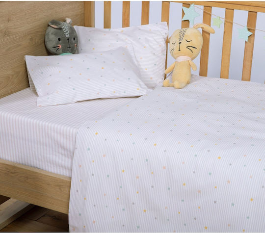 Nef-Nef Homeware Happy White Baby Sheets Set 120x170cm
