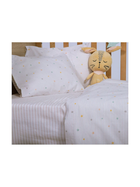 Nef-Nef Homeware Set Baby Crib Sheets Cotton Happy White 120x170cm 3pcs