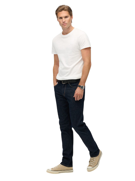 Винтидж Мъжки Джинсов Панталон Тясна Линия Straight Fit Избелен Син