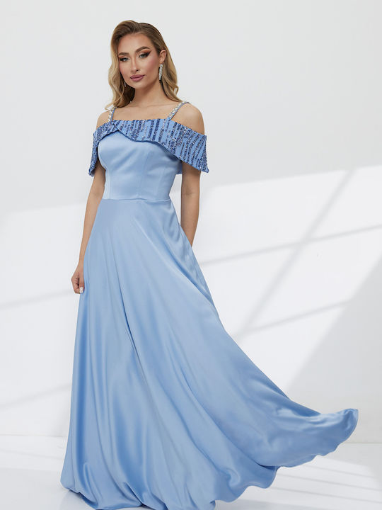 Summer Maxi Dress for Wedding and Christening Light Blue