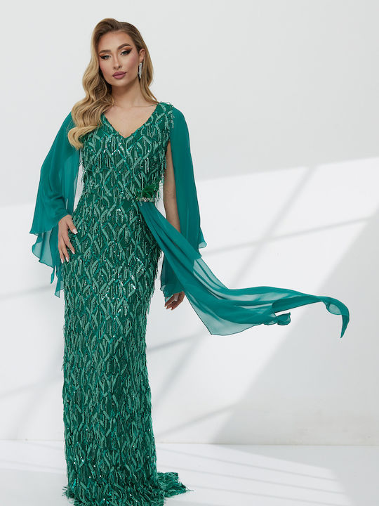 Summer Maxi Dress for Wedding and Christening Green G25130 005