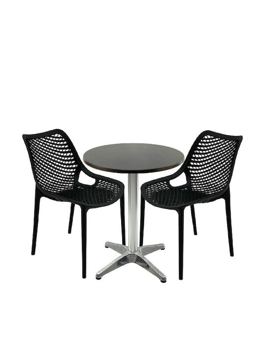 Set Sala De Mese Pentru Spații Exterioare Mici Maple 3 Piese Negru