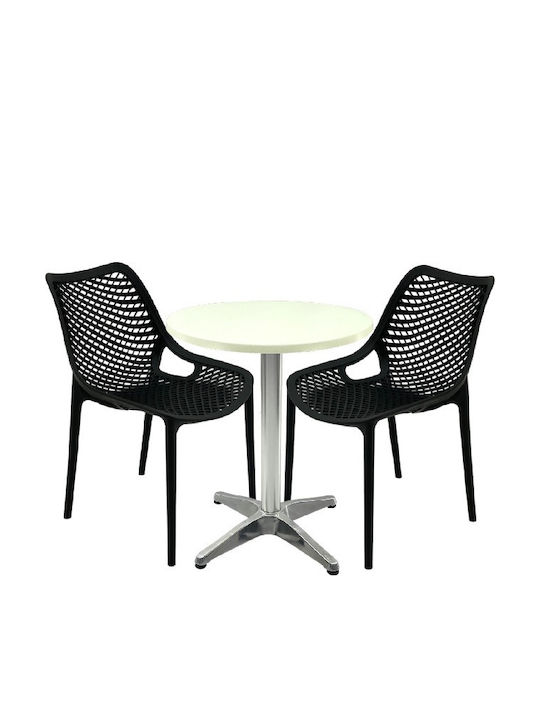 Set Sala De Mese Pentru Spații Exterioare Mici Maple 3 Piese Negru
