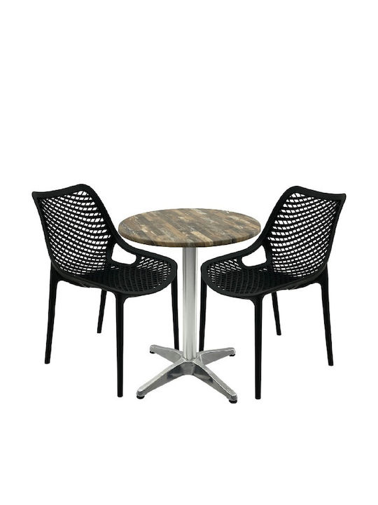 Set Sala De Mese Pentru Spații Exterioare Mici Maple 3 Piese Negru