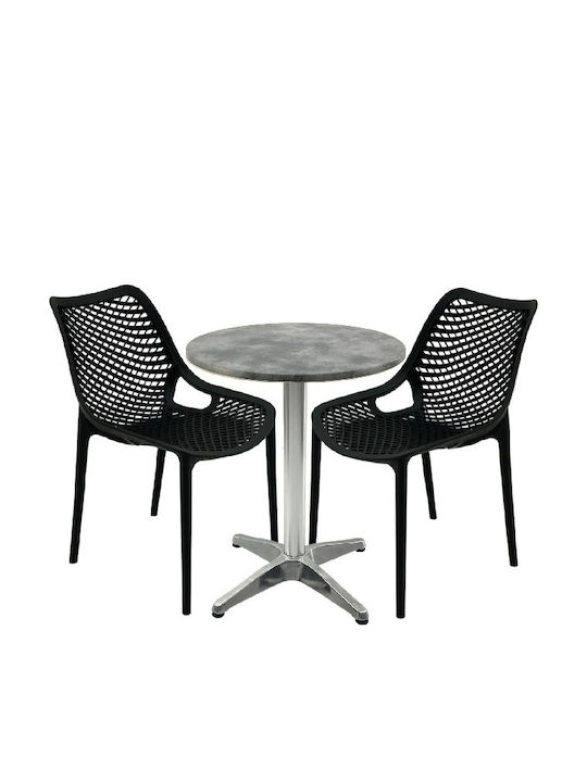 Set Sala De Mese Pentru Spații Exterioare Mici Maple 3 Piese Negru