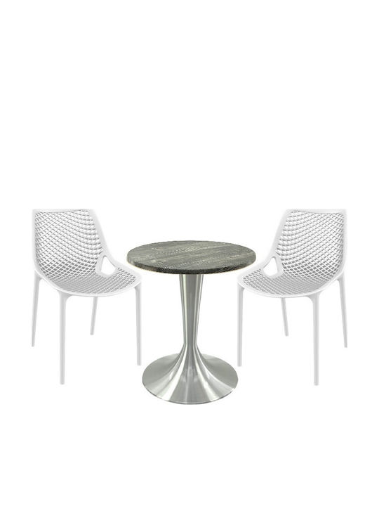 Set Sala De Mese Pentru Spații Exterioare Mici Maple 3 Piese Alb