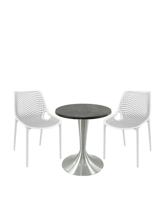 Set Sala De Mese Pentru Spații Exterioare Mici Maple 3 Piese Alb
