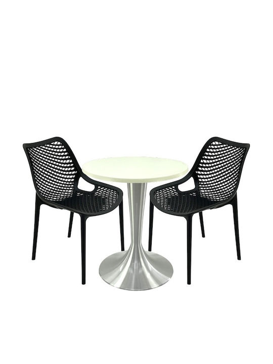 Set Sala De Mese Pentru Spații Exterioare Mici Maple 3 Piese Negru