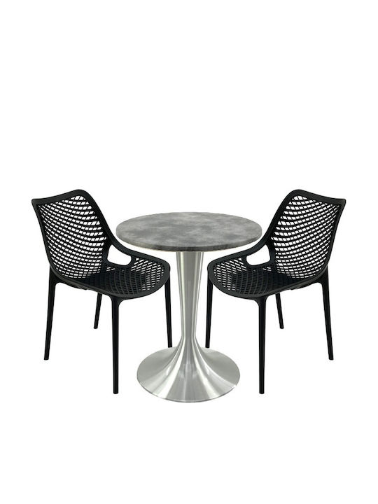 Set Sala De Mese Pentru Spații Exterioare Mici Maple 3 Piese Negru