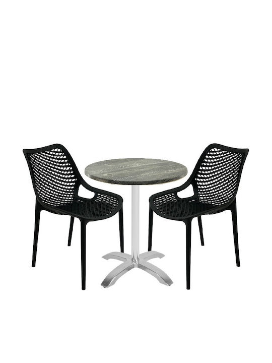Set Sala De Mese Pentru Spații Exterioare Mici Maple 3 Piese Negru