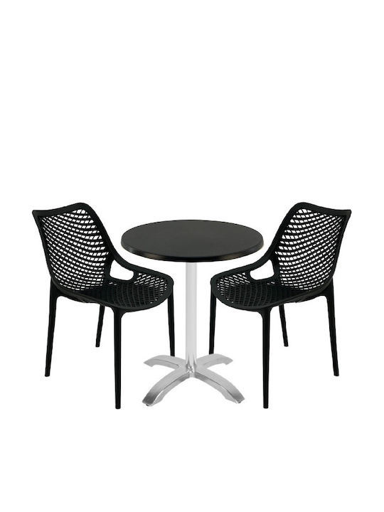 Set Sala De Mese Pentru Spații Exterioare Mici Maple 3 Piese Negru