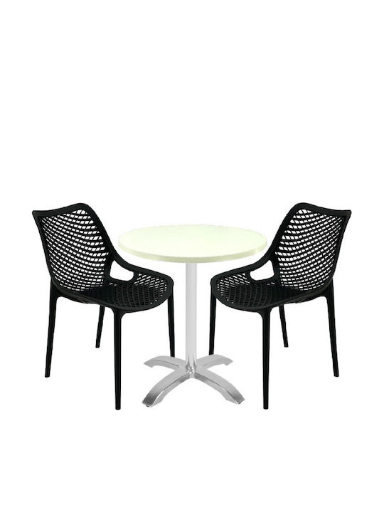 Set Sala De Mese Pentru Spații Exterioare Mici Maple 3 Piese Negru