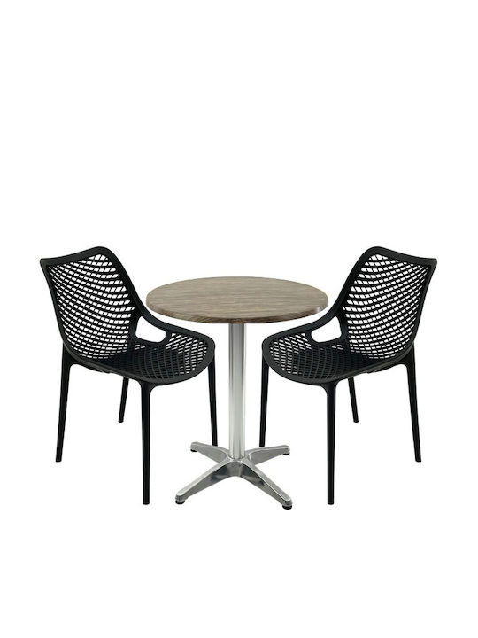 Set Sala De Mese Pentru Spații Exterioare Mici Maple 3 Piese Negru