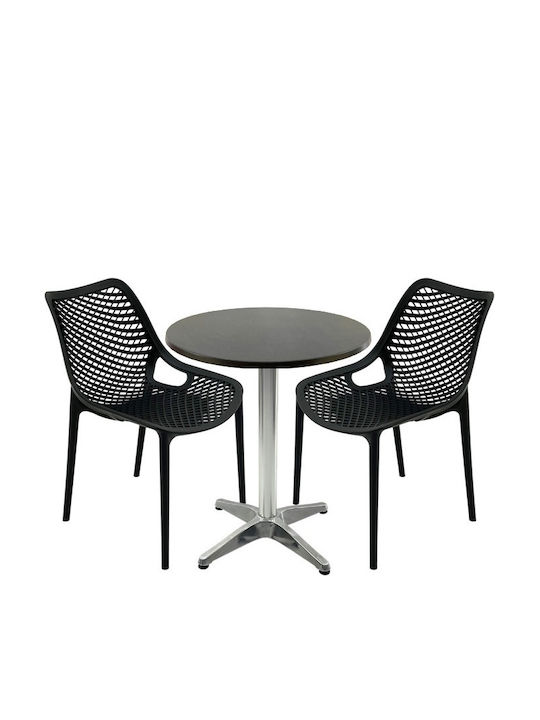 Set Sala De Mese Pentru Spații Exterioare Mici Maple 3 Piese Negru