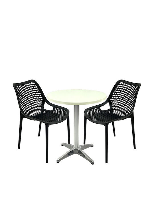 Set Sala De Mese Pentru Spații Exterioare Mici Maple 3 Piese Negru