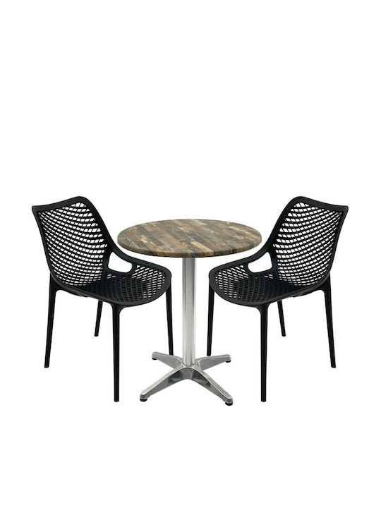 Set Sala De Mese Pentru Spații Exterioare Mici Maple 3 Piese Negru