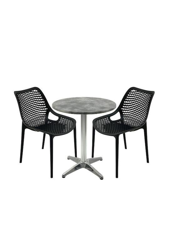 Set Sala De Mese Pentru Spații Exterioare Mici Maple 3 Piese Negru