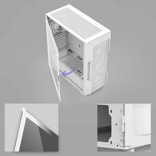 I3 Neo V2 RGB Gaming Midi Tower Κουτί Υπολογιστή με Πλαϊνό Παράθυρο Λευκό
