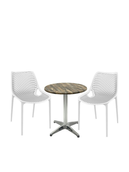 Set Sala De Mese Pentru Spații Exterioare Mici Maple 3 Piese Alb