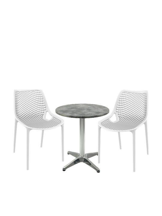 Set Sala De Mese Pentru Spații Exterioare Mici Maple 3 Piese Alb
