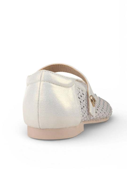 Kids Ballerinas With Hoop & Loop Closure White