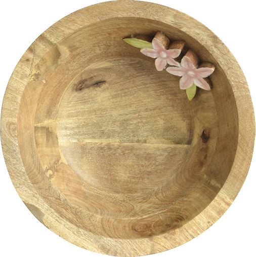 Kaemingk Round Wooden Serving Bowl with Diameter 30cm