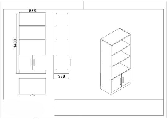 Сет За Офис 7 Бройки С Библиотеки Бели 140x60x73.8см