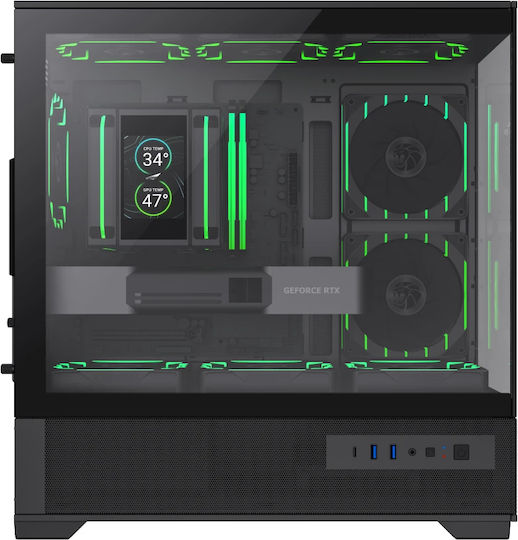 GameMax Vista 2 MB Gaming Mini Tower Computer Case with Side Window and ARGB Lighting Black