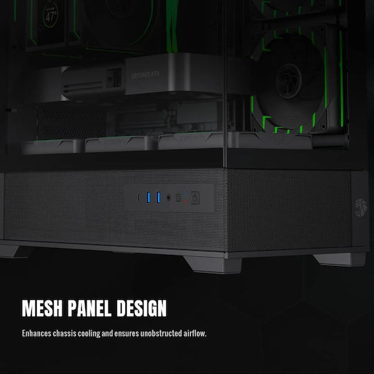 GameMax Vista 2 MB Gaming Mini Tower Computer Case with Side Window and ARGB Lighting Black