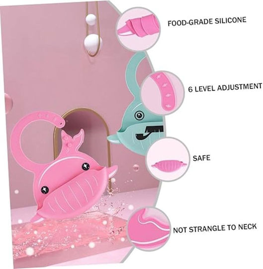 Queen Mother Happy Whale Waterproof Silicone Baby Bib with Pocket Pink