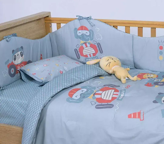Nef-Nef Homeware Super Boy Standard Crib Bumper for Crib Guard Rails Blue 40cm
