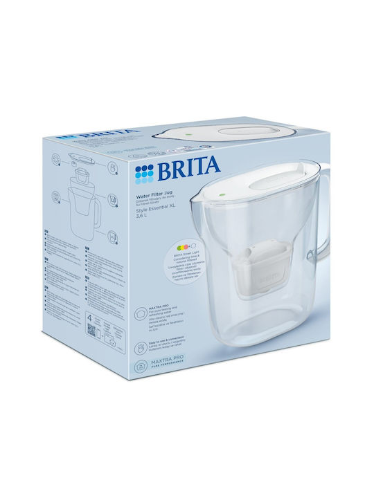Brita Style Essential Xl White + Mx Pro Pure Plastic Serving Jug with Filter 3600ml