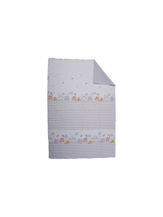 Nef-Nef Homeware Kids Quilt Single Dinosaur Art Ecru/Grey 180x240cm