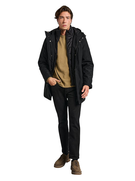 Simon Herren Jeanshose Elastisches Herrenjeans mit Schlank Gerade Anwendung Schwarz