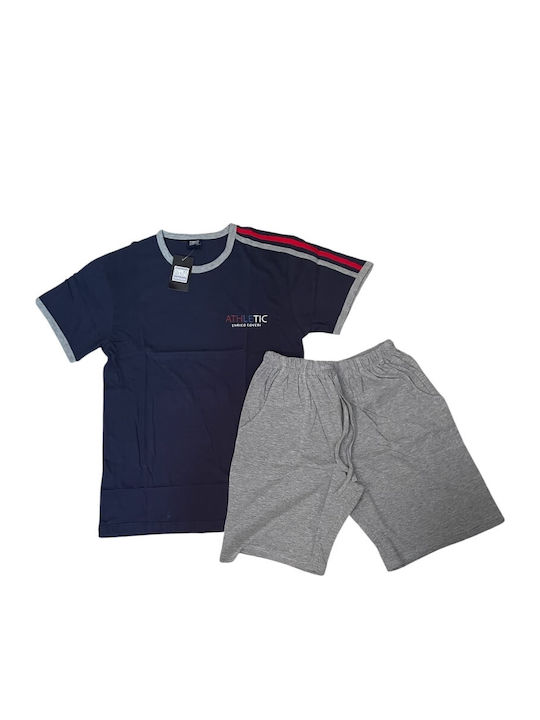 Enrico Coveri Sommer Herrenpyjama Blau