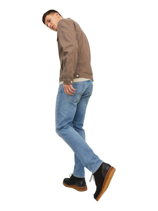 Mike Men's Jeans Pants with Regular Tapered Fit Blue Denim