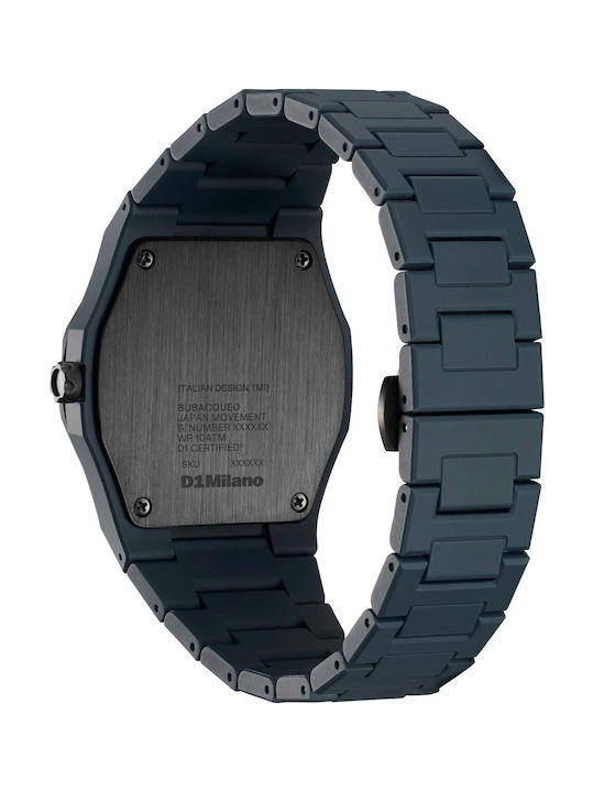 D1 Milano Polycarbon Ανδρικό Ρολόι Μπαταρίας σε Μπλε Χρώμα