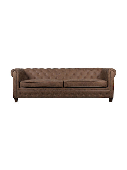 Chesterfield-W Триместен Диван Текстил Антично кафяво 219x82x73см.