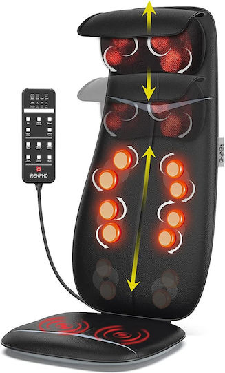Renpho Shiatsu Massage Mat for Neck Head and Back with Vibration and Heating Function Black