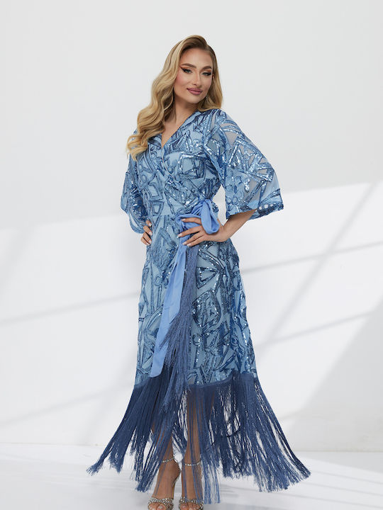 Rochie Maxi de Seară Albastru Deschis