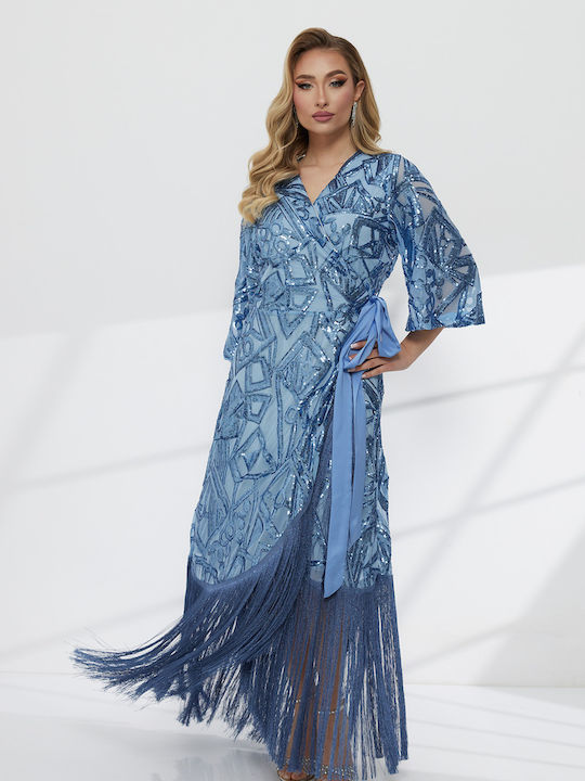 Rochie Maxi de Seară Albastru Deschis