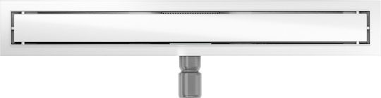 Mexen Flat Mgw Linear Shower Drain 70 Cm White Glass 1027070-15