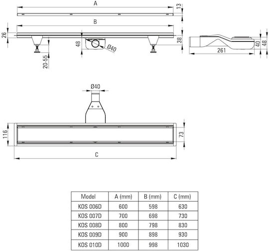 Линеен Сифон Deante Kos R07d 70 См