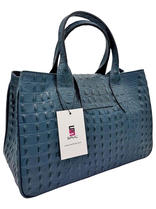 Leather Women's Shoulder Bag Blue