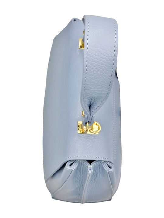 Leather Women's Shoulder Bag Light Blue