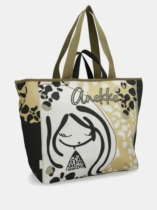 Set mit Damen-Schultertasche aus Rattan Braun