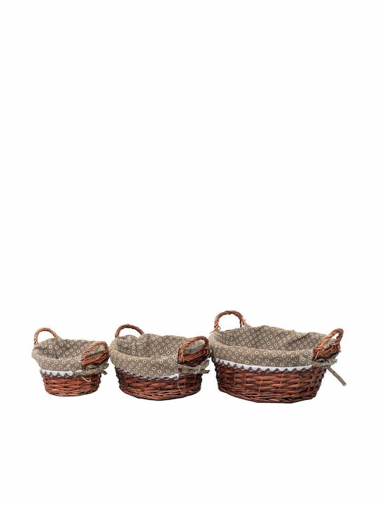 Set Coșuri Decorative Din Paie Cu Mâner Maro 3 Bucăți