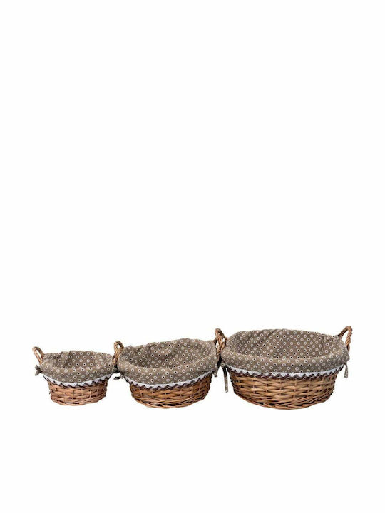 Set Coșuri Decorative Din Paie Cu Mâner Maro 3 Bucăți