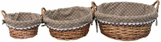 Set Coșuri Decorative Din Paie Cu Mâner Maro 3 Bucăți